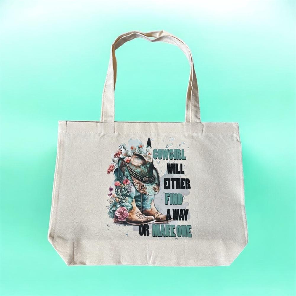 Cowgirl Canvas Tote Bag - Cream